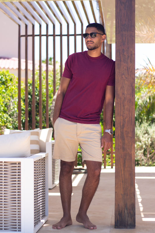 Burgundy Short-Sleeve Basic T-Shirt
